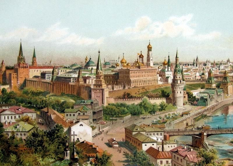 Панорама Московского Кремля. С литографии Э. Т. Компто. 1872 год