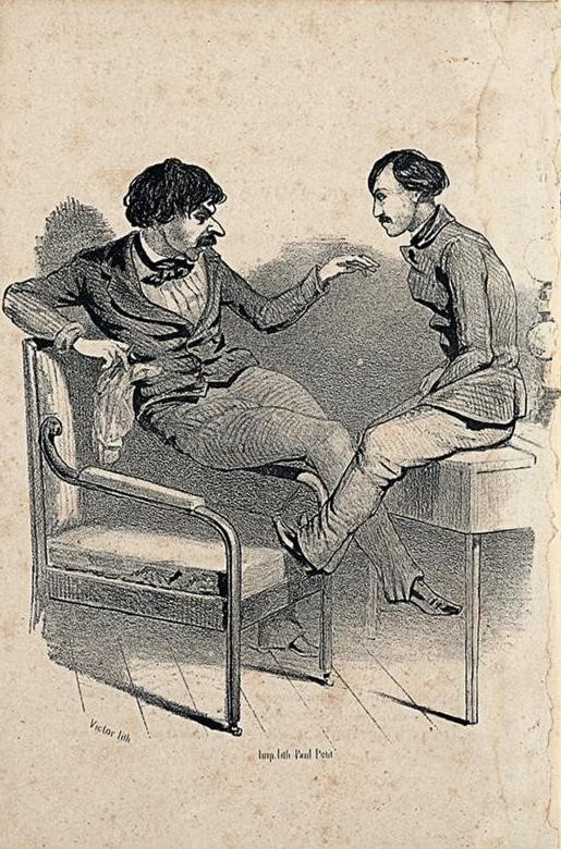 Литераторы И. И. Панаев и Н. А. Некрасов. Н. А. Степанов, 1848 год