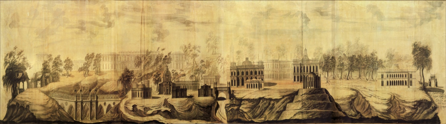 Панорама села Царицына. Проектный чертёж. 1776 год